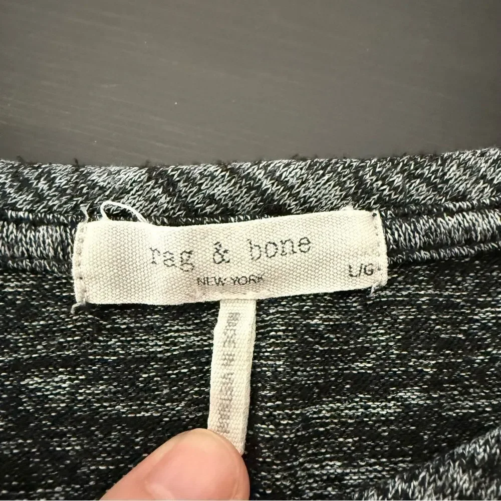Rag & Bone Sweater Womens Sz L Heather Gray Knit Long Sleeve Stretch Lightweight - Picture 7 of 11